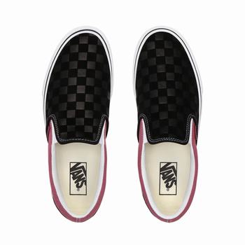 Damske Slip On Tenisky Vans Deboss Checkerboard Classic Čierne/Ruzove VA21YSTOC